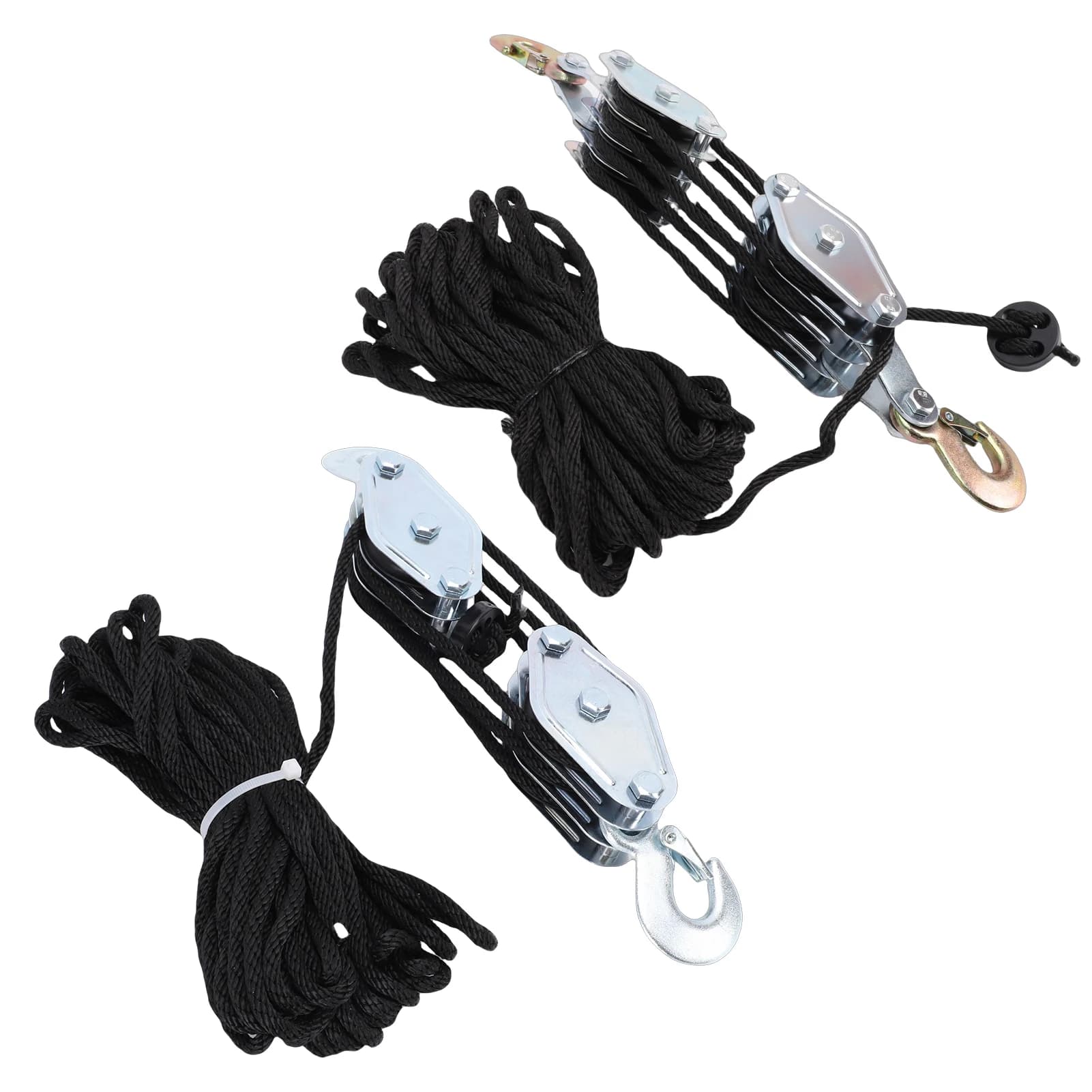 Heavy-Duty Block and Tackle Pulley System | 270° Swivel Hook | High-Strength Rust-Resistant Bearing - Thumbnail 3