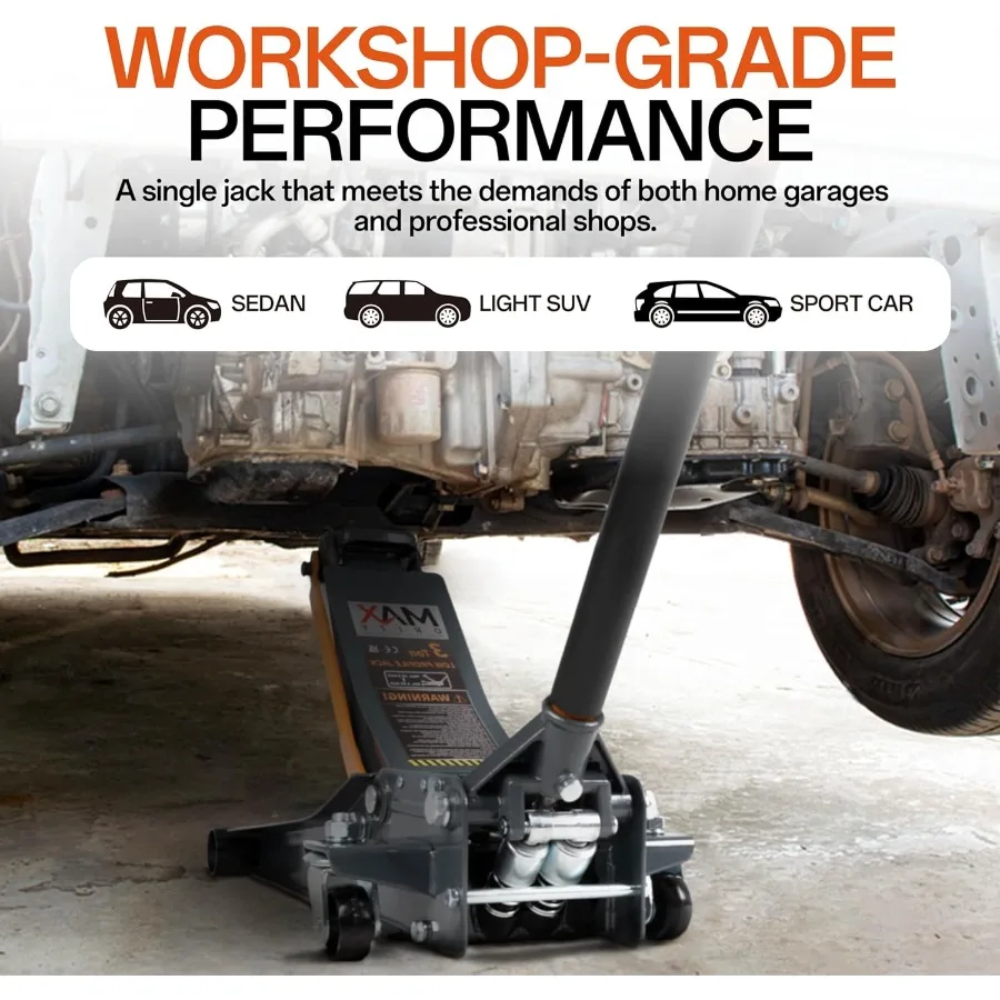 3-Ton Low-Profile Floor Jack | Dual-Piston Quick Lift for Home Garage & Workshop - Thumbnail 2
