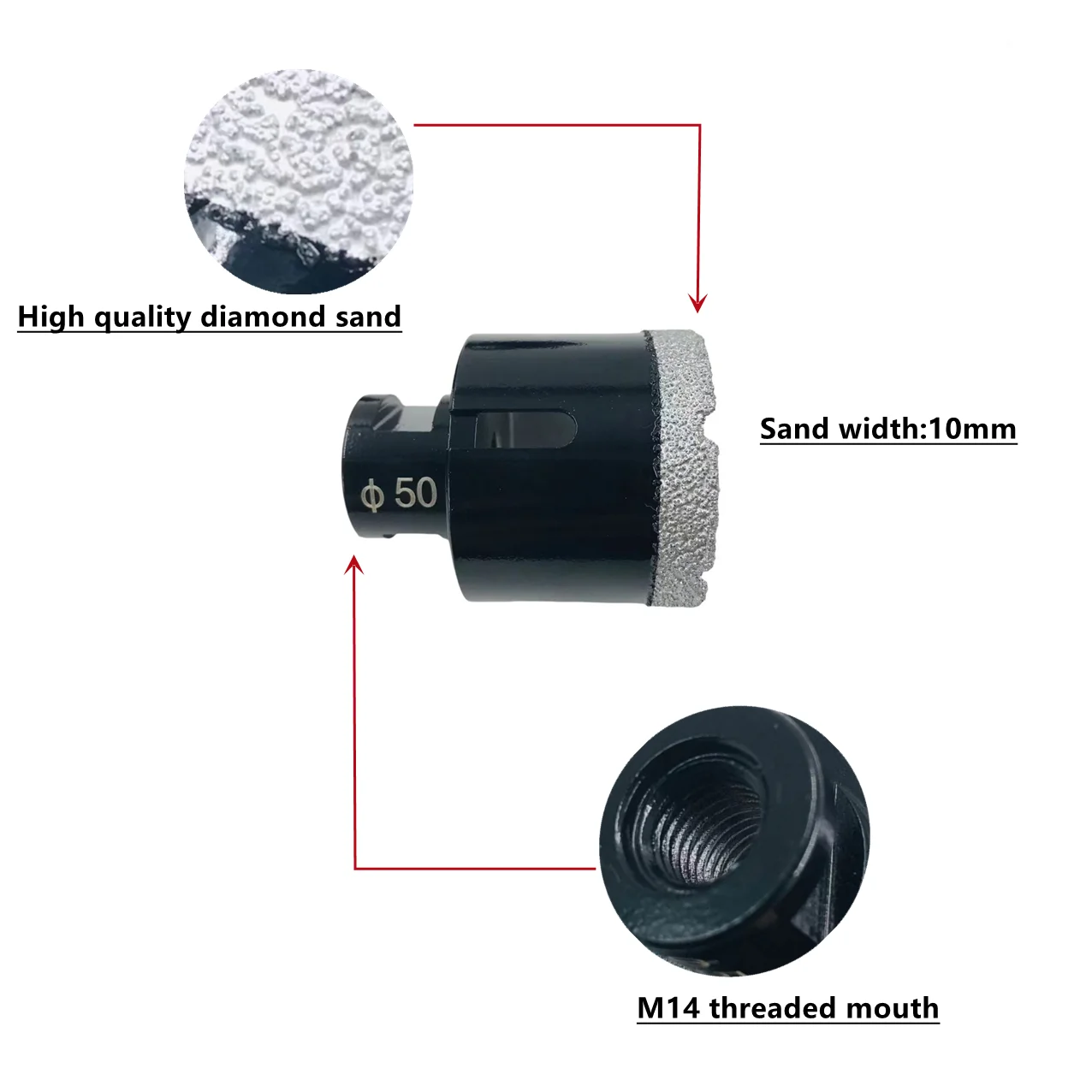 Diamond Core Drill Bit | M14 Thread for Granite, Marble & Tile | Dry Vacuum Brazed Masonry Hole Saw - Thumbnail 3