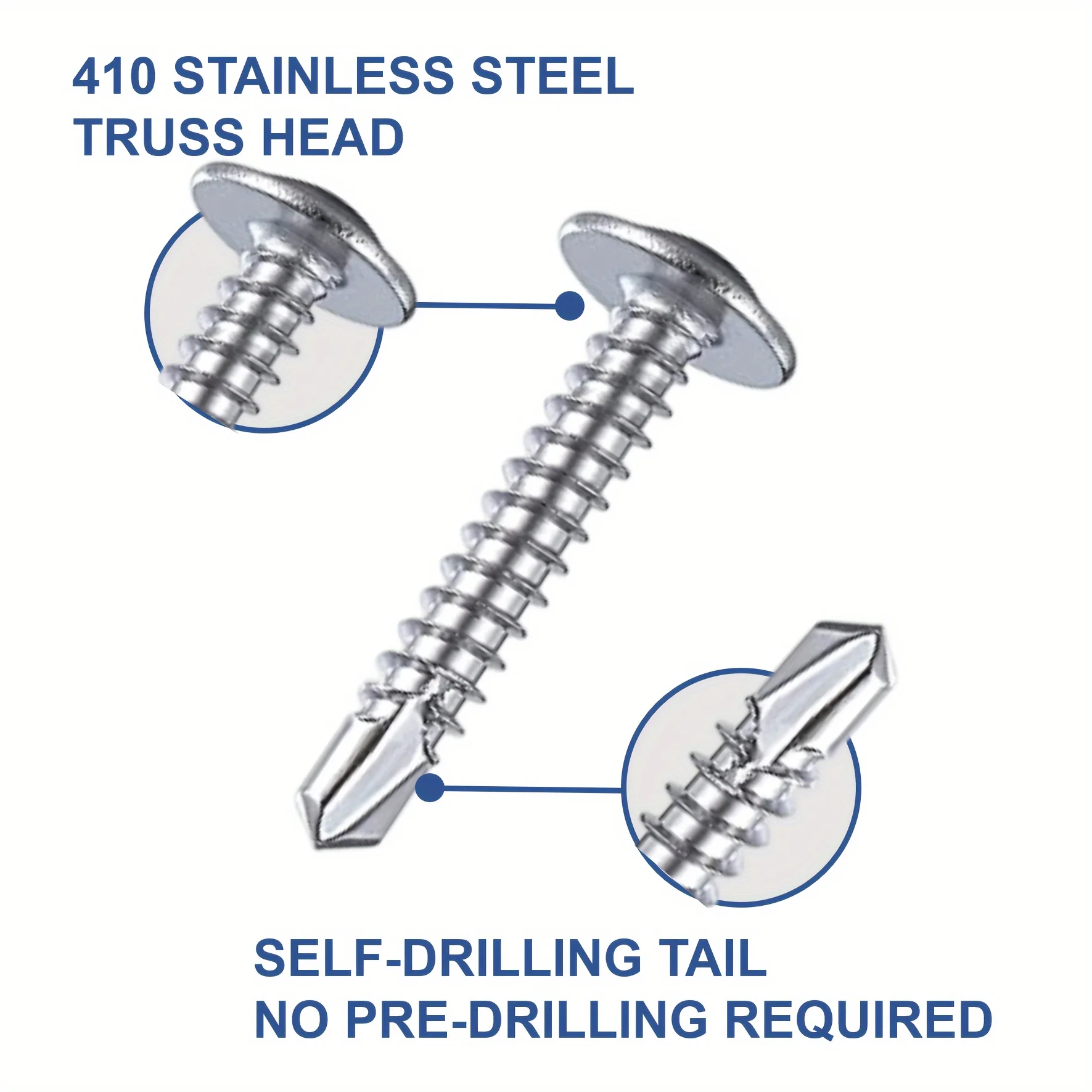 TEK Screws For Metal | #8 Phillips Self-Drilling | 410 Stainless Steel Construction Fasteners - Thumbnail 6