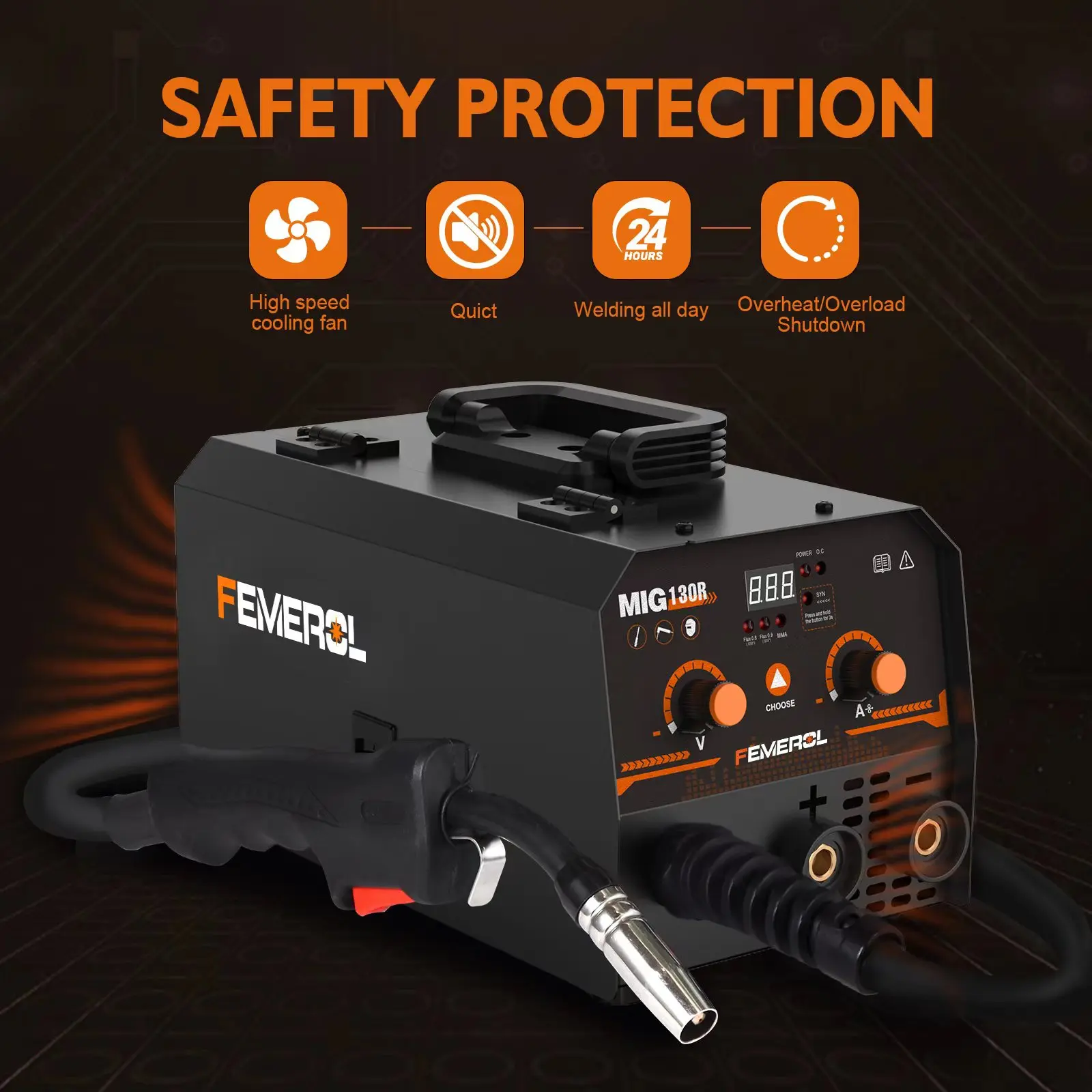 130A MIG Welder | 2-in-1 Gasless Flux Core & Stick Welding | Portable 110V IGBT Synergic - Thumbnail 4