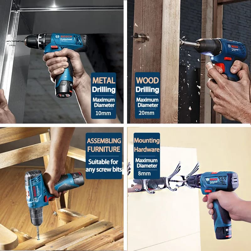 Bosch GSR 120-LI Cordless Screwdriver | 12V Lithium Power Tool | 2.0Ah Battery Electric Hand Drill - Thumbnail 5