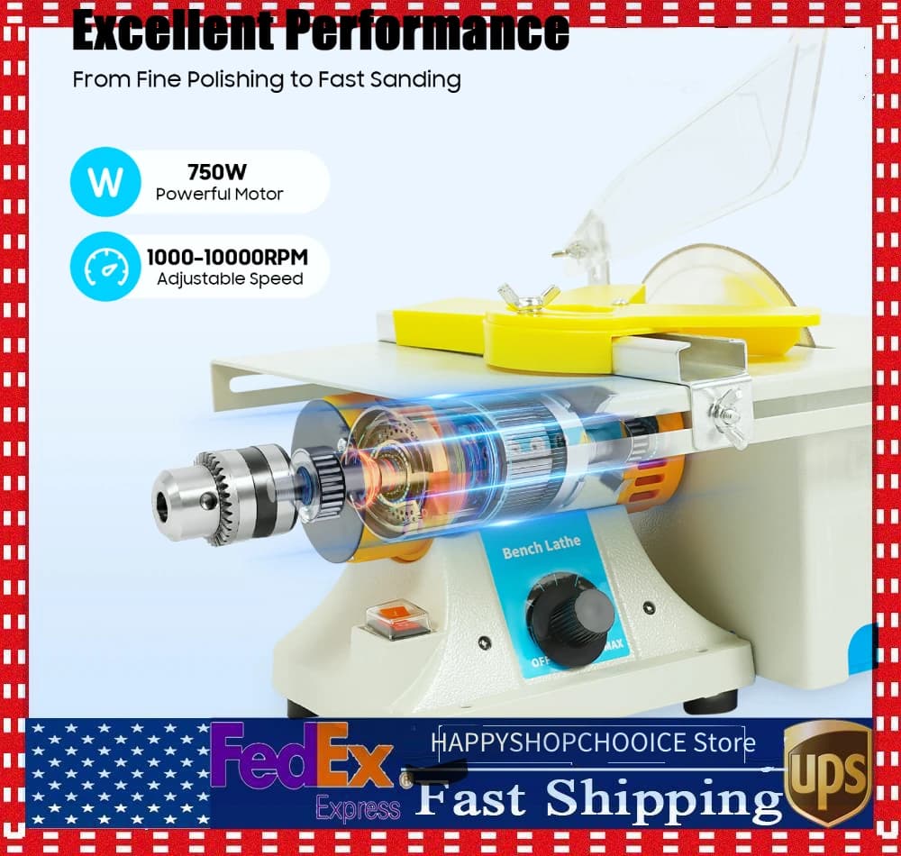 Workshop Power Tool Set | Mini Table Saw, Lathe & Polisher | Multi-Function Precision Cutter - Thumbnail 2