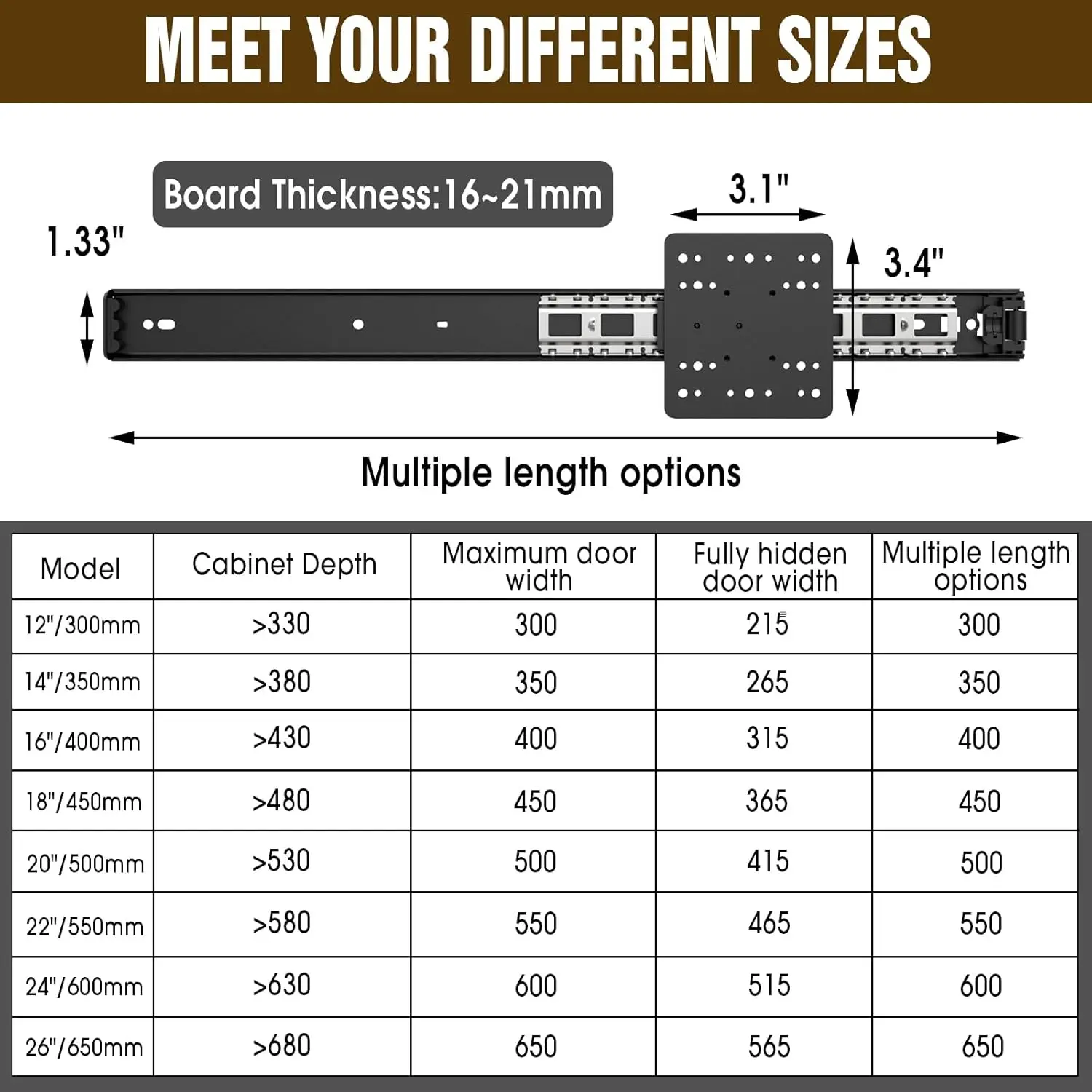 12In Hidden Wardrobe Pocket Door Hardware Slides Soft Close Electroplating Silend Steel Ball Drawer Slide for Cabinet Wardrobe - Thumbnail 3