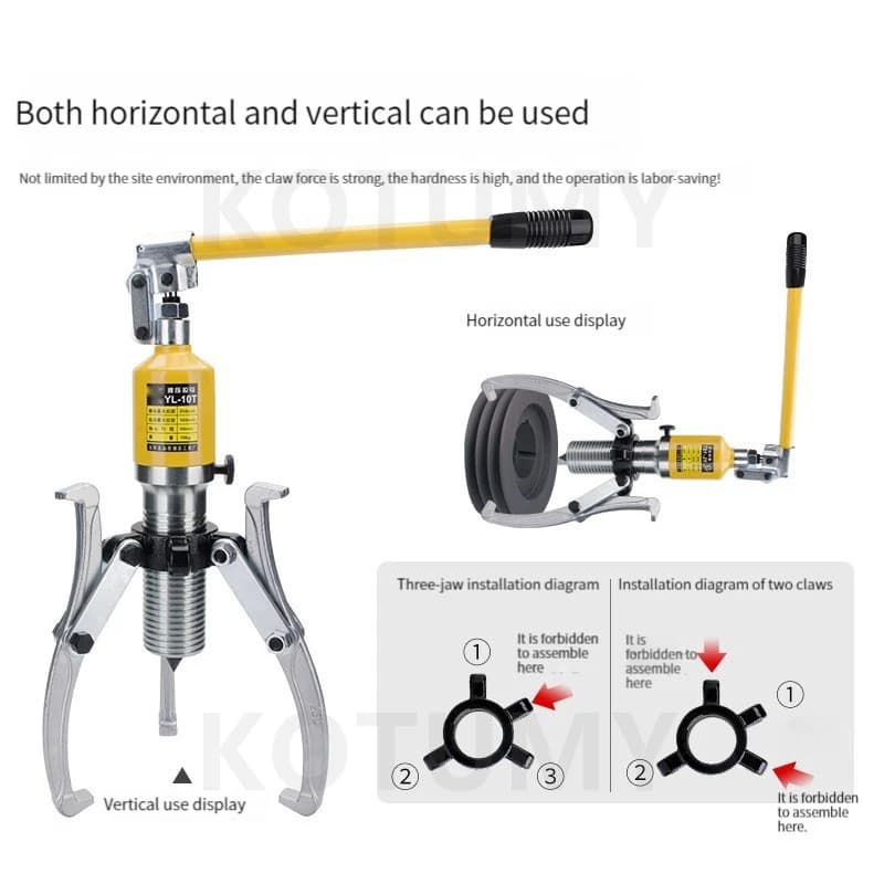 Hydraulic Bearing Puller Set | 5-15 Ton Capacity | 2 & 3 Jaw Gear Separator for Heavy-Duty Removal - Thumbnail 4