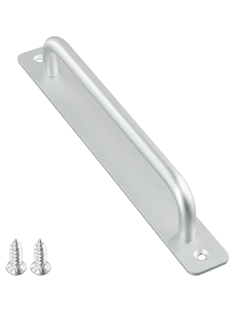 Aluminum alloy sliding door handle for gates, toilet doors, and wood doors, featuring a non-perforated push-pull design with a secure grip.