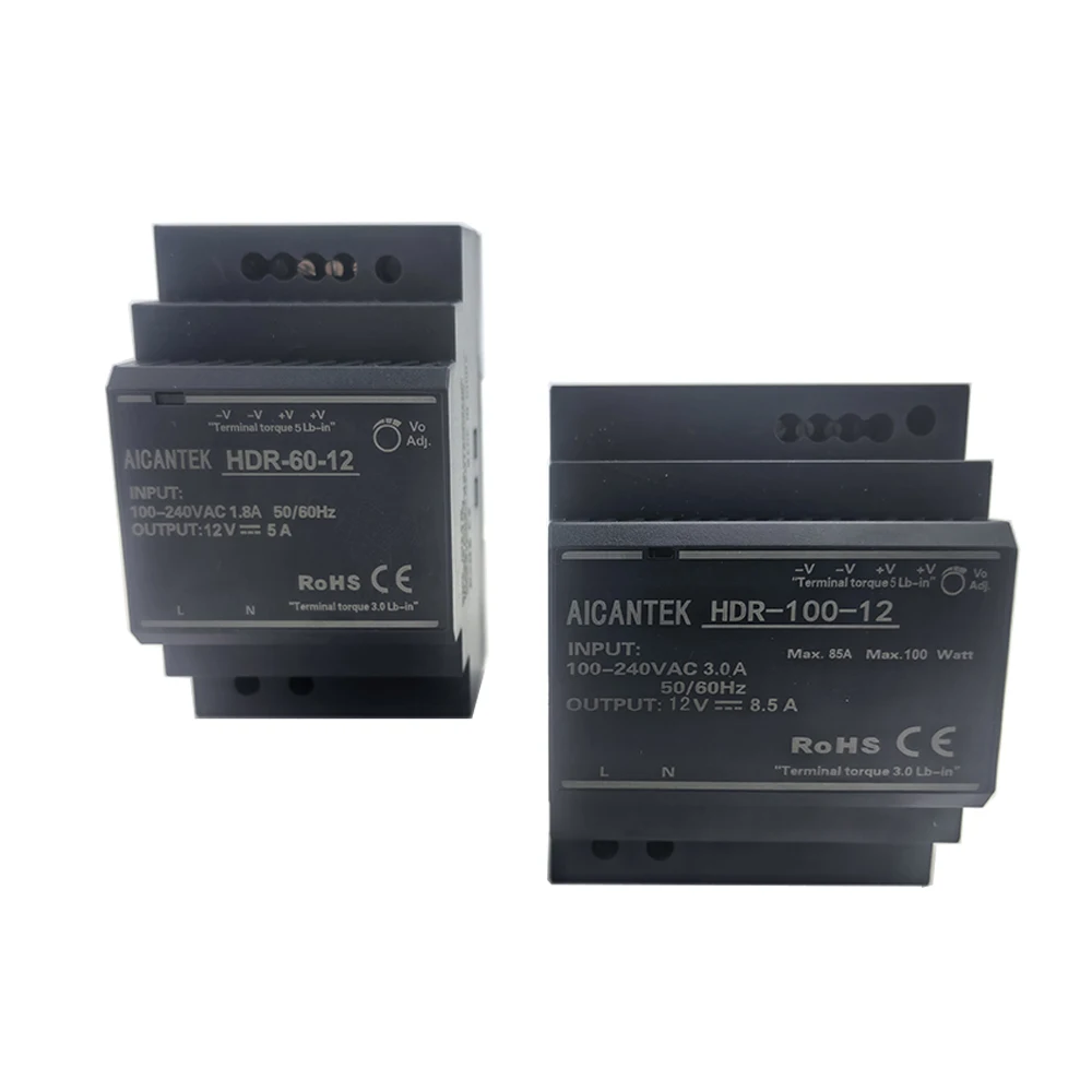 Industrial-Grade 60W Switching Power Supply | 12V DC Rail Transformer | HDR-60-12 Model - Thumbnail 3