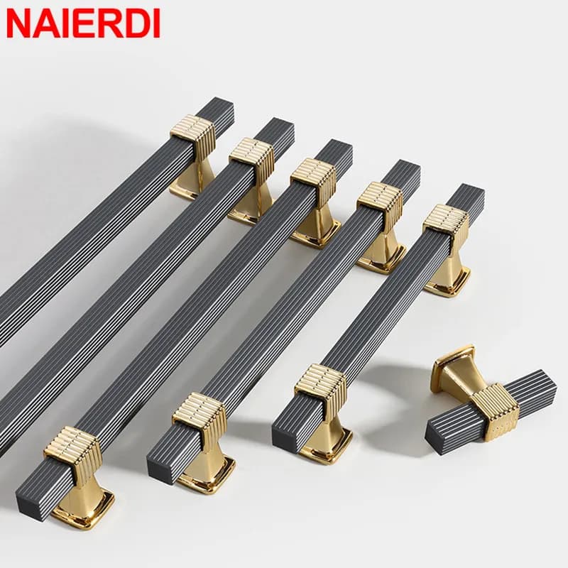 Cabinet Handles 800-1000mm | NAIERDI Gold & Black Aluminum Alloy | Wardrobe Door Pulls - Thumbnail 3
