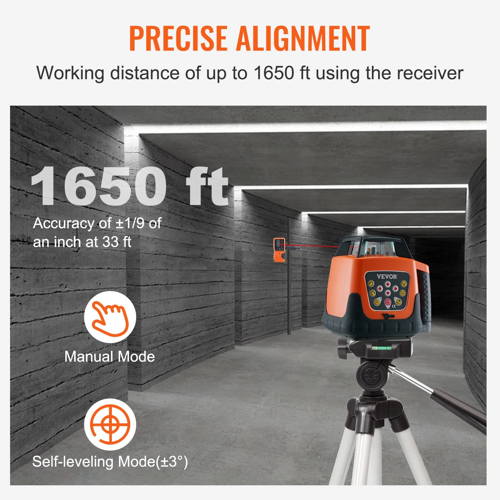 Laser Level | 360° Self-Leveling Red Cross Line | 5 Rotation Speeds & 4 Scanning Angles - Thumbnail 3