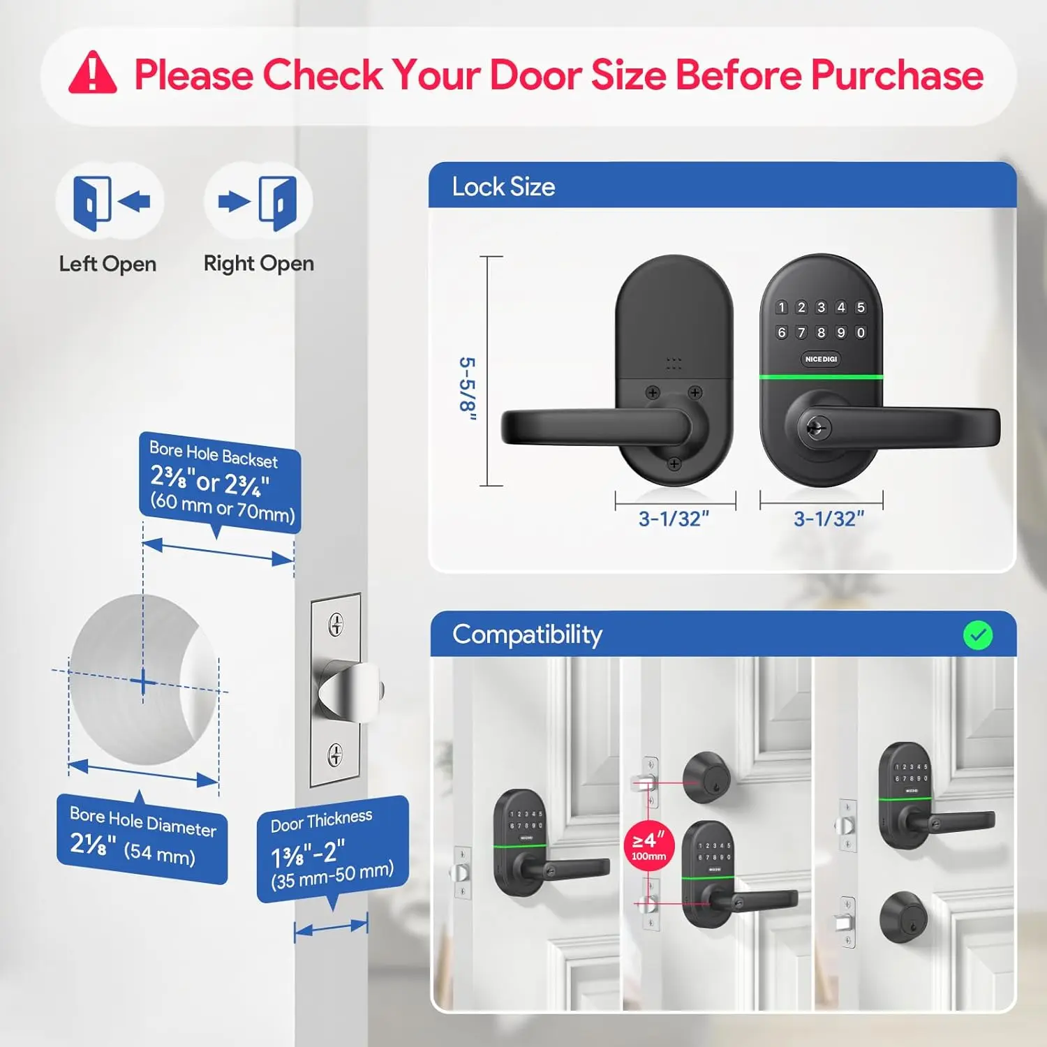 Keypad Door Lock | Backlit Entry & Auto-Lock | Easy Installation Home Security - Thumbnail 5