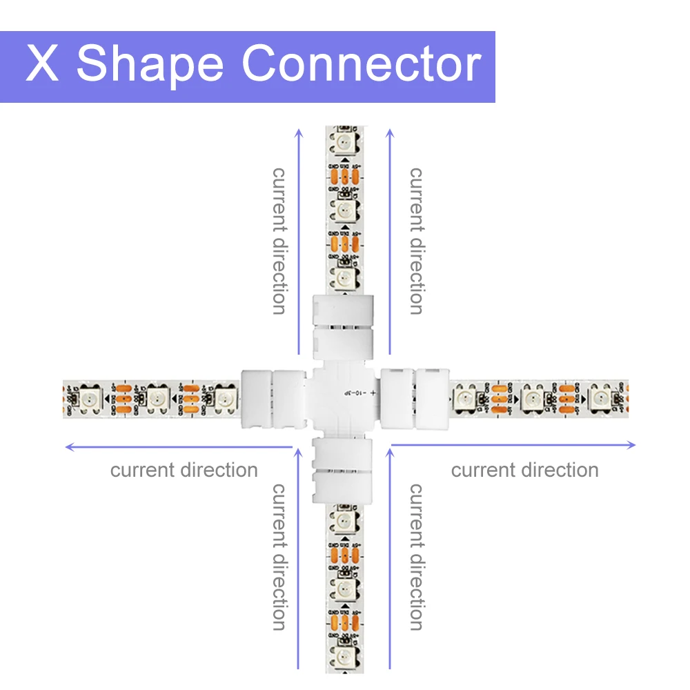 LED Strip Connector Kit | L, T, X & Corner Shapes for 10mm 5050 RGB Tape - Thumbnail 5