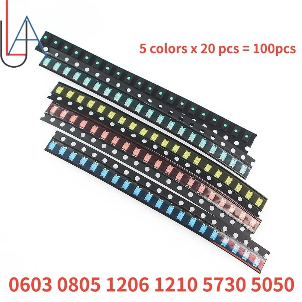 SMD LED Assortment Kit | 0603, 0805, 1206, 1210, 5730, 5050 Sizes | 5 Colors (Red, White, Yellow, Green, Blue) - Thumbnail 2