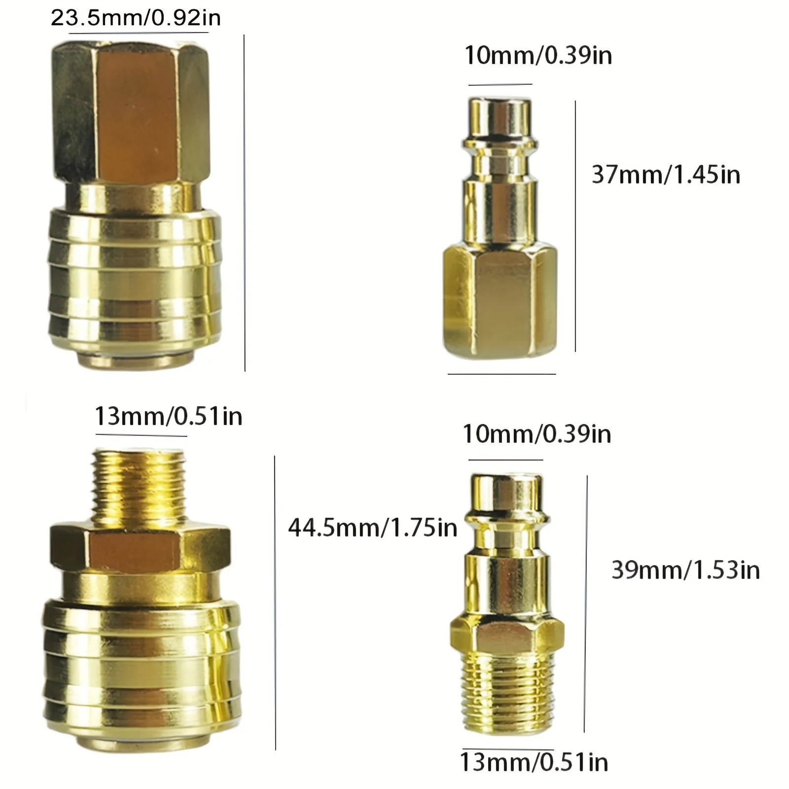 Brass Air Coupler Kit | 10-Piece Quick-Connect Set | 1/4 BSP Thread Fittings - Thumbnail 4