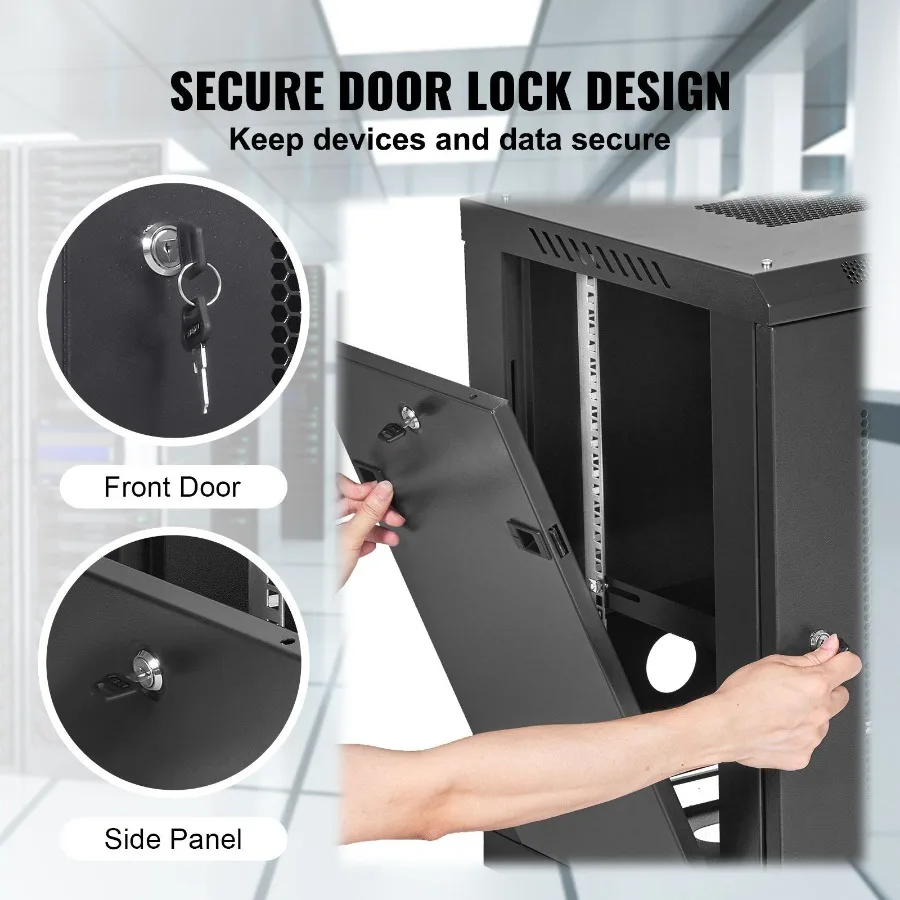 12U Wall-Mount Server Rack | 200 lb Capacity | 15.5 Deep Network Enclosure - Thumbnail 5