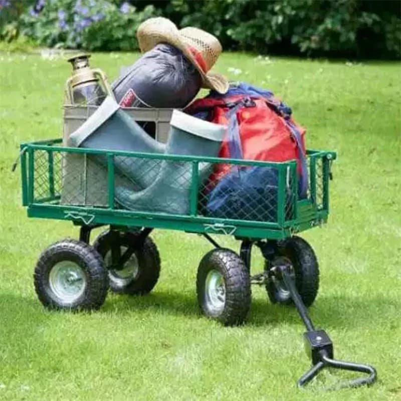 Professional-Grade Garden Cart | Heavy-Duty 4-Wheel Wagon | All-Terrain Pneumatic Tires | Foldable Platform - Thumbnail 3
