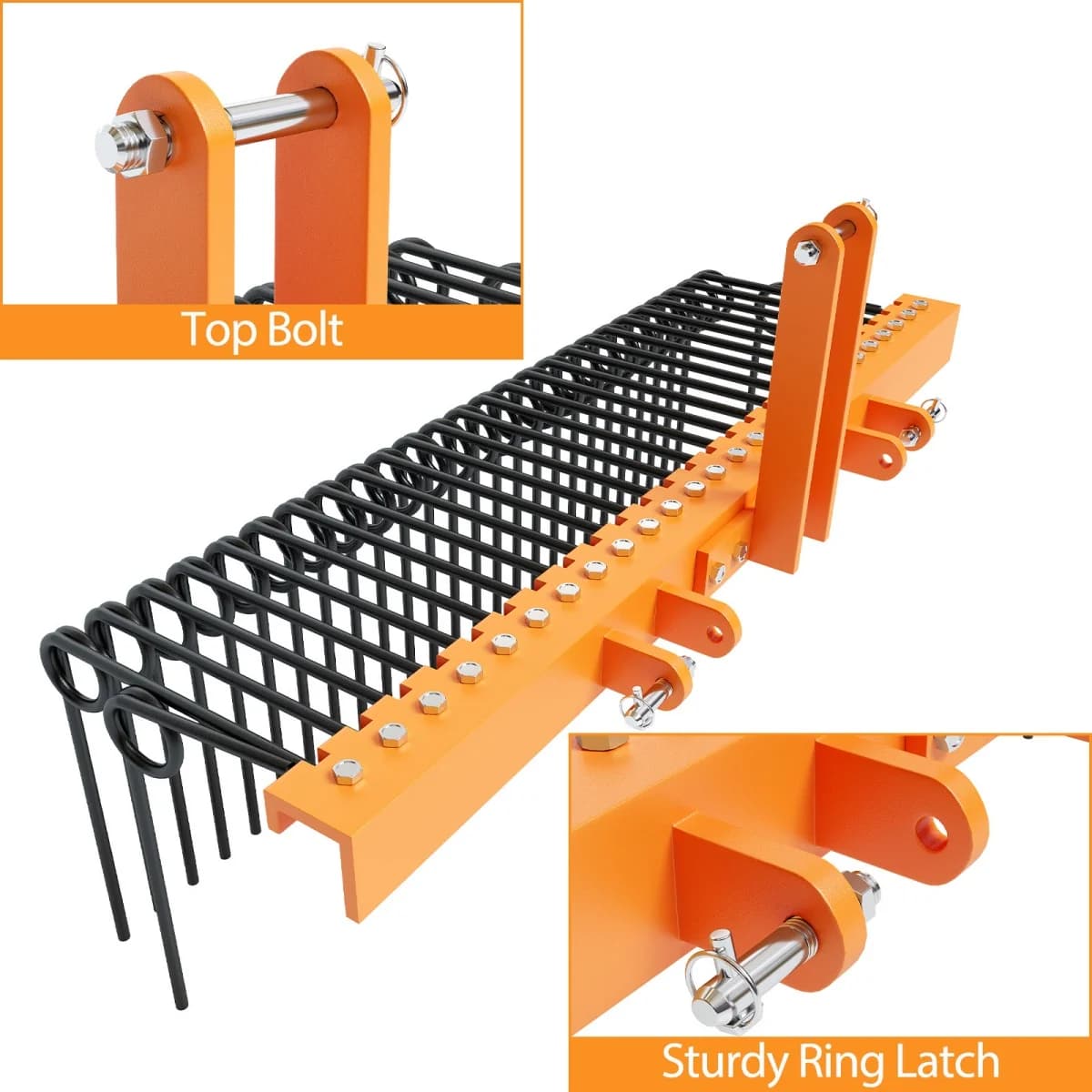 72in Pine Straw Rake | 3-Point Tractor Attachment | Cat 0 & Cat 1 Hitch Compatible - Thumbnail 2