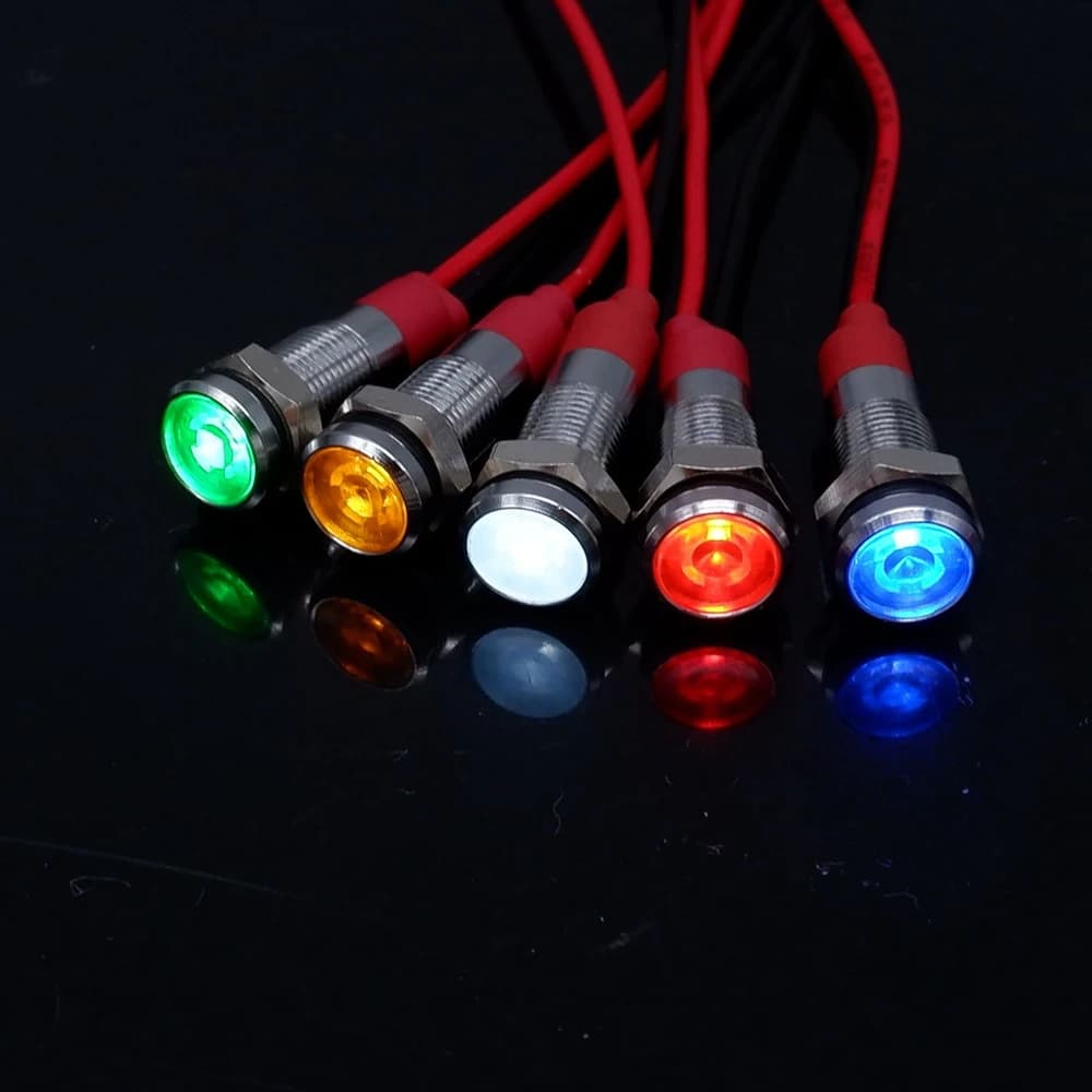 Indicator Light Kit | 6-12mm LED Panel Mount | Multi-Voltage (3-220V) | Red, Green, Blue, White, Orange - Thumbnail 6