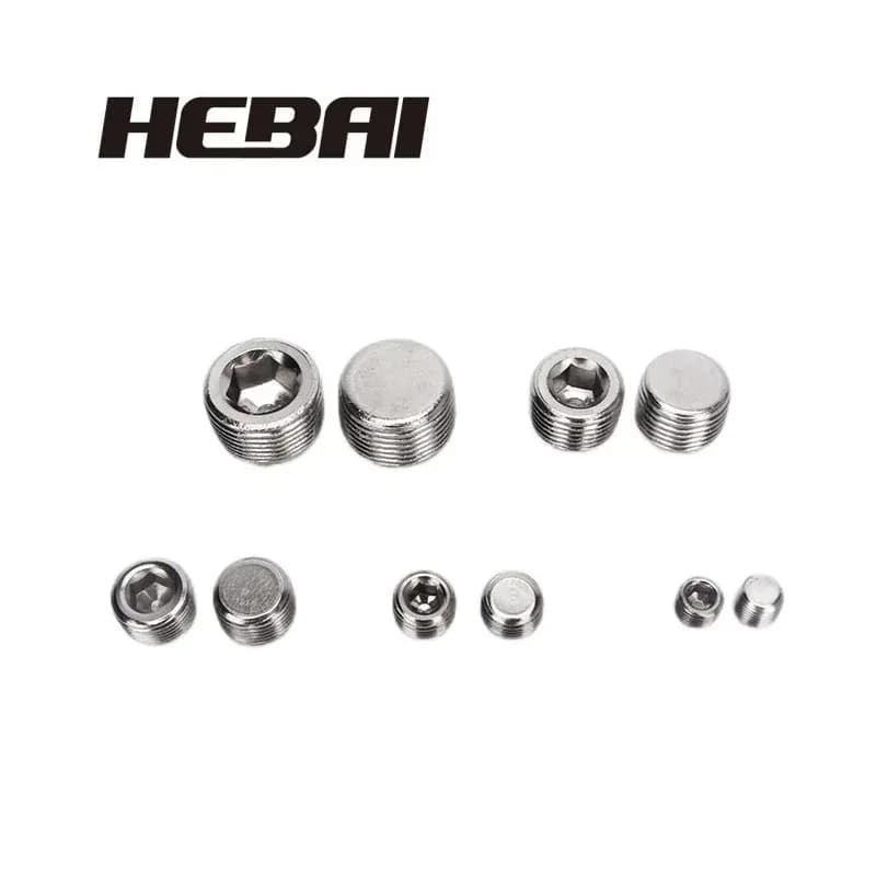 HEBAI Pneumatic Plug Threaded Hex Head Pipe Fitting Socket End Cap Plug Adapter with Sealing Ring - Thumbnail 2