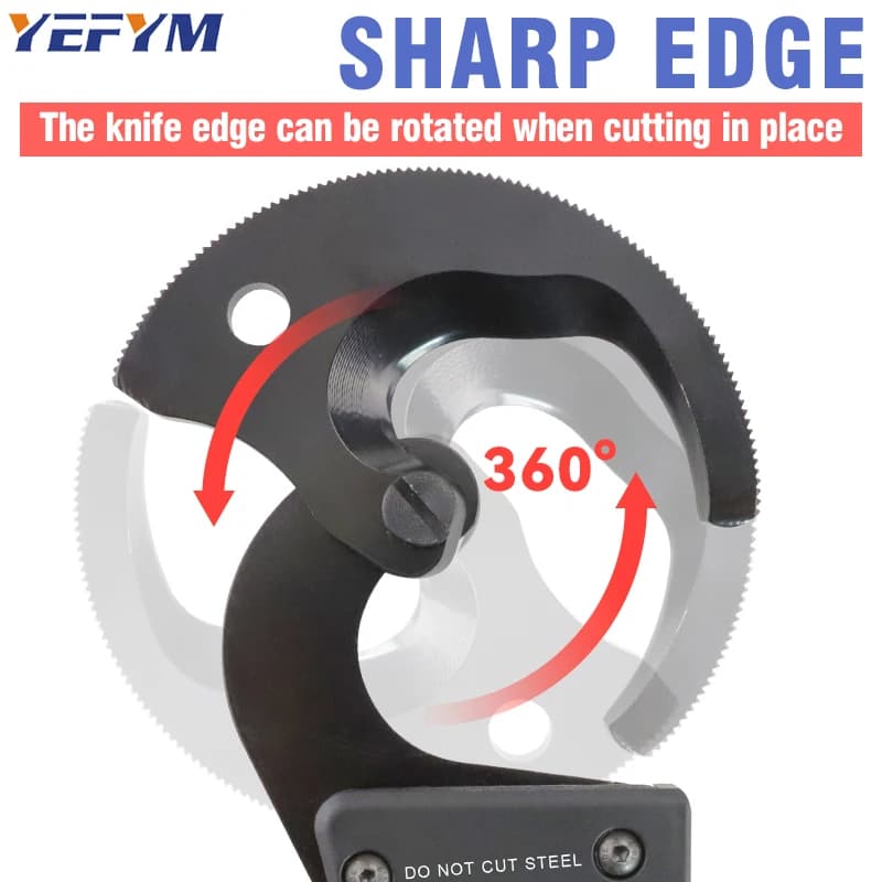 Heavy-Duty Ratcheting Cable Cutter | 240mm² Capacity for Copper & Aluminum Wires - Thumbnail 6