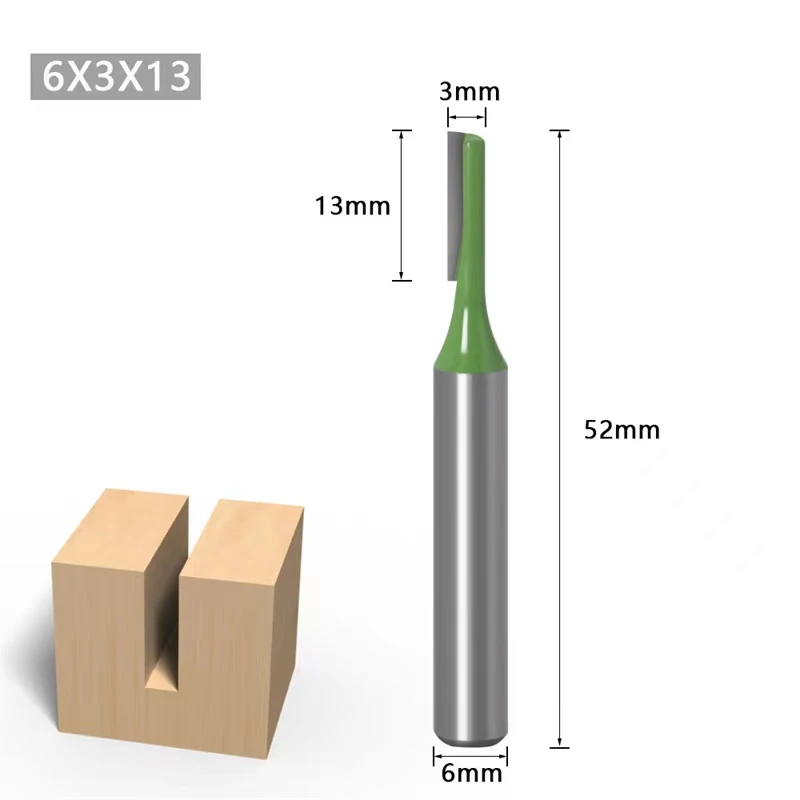 7-Piece Straight Router Bit Set | 6mm/1/4 Shank | Single & Double Flute Wood Milling Cutters - Thumbnail 5