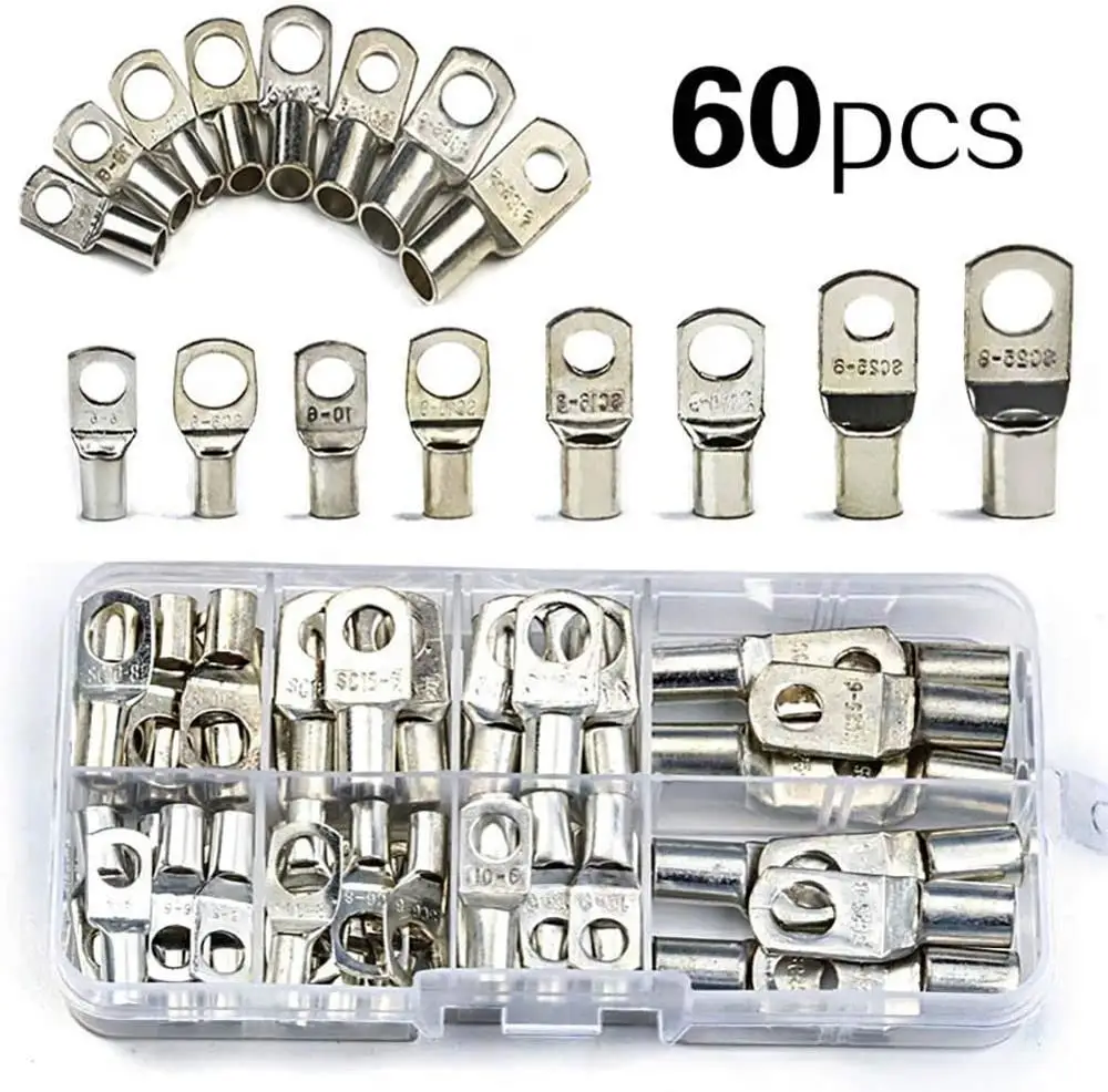 Automotive Wire Terminal Kit | 60-Piece Copper Connector Set | Battery & Cable Crimp Solutions - Thumbnail 3