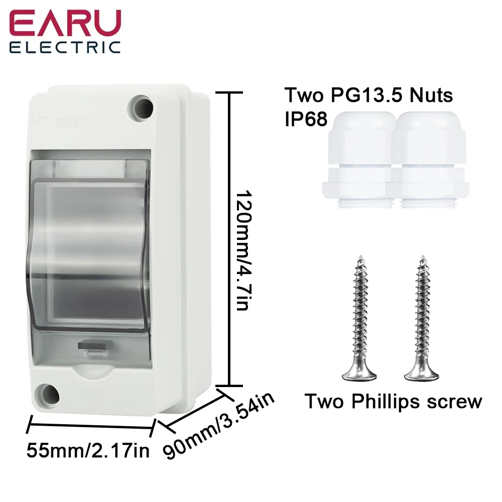 2-Way Outdoor Electrical Junction Box | IP65 Waterproof | PC ABS Panel for MCB & Solar - Thumbnail 4