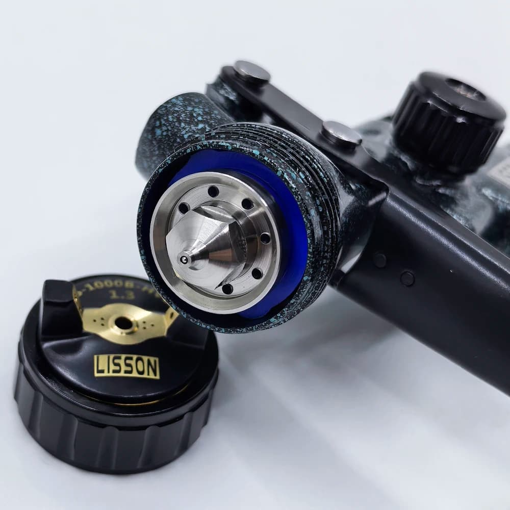 Paint Sprayer with LED Light | 1.3mm Nozzle | Camo Blue-Black for Auto Body & Furniture - Thumbnail 5