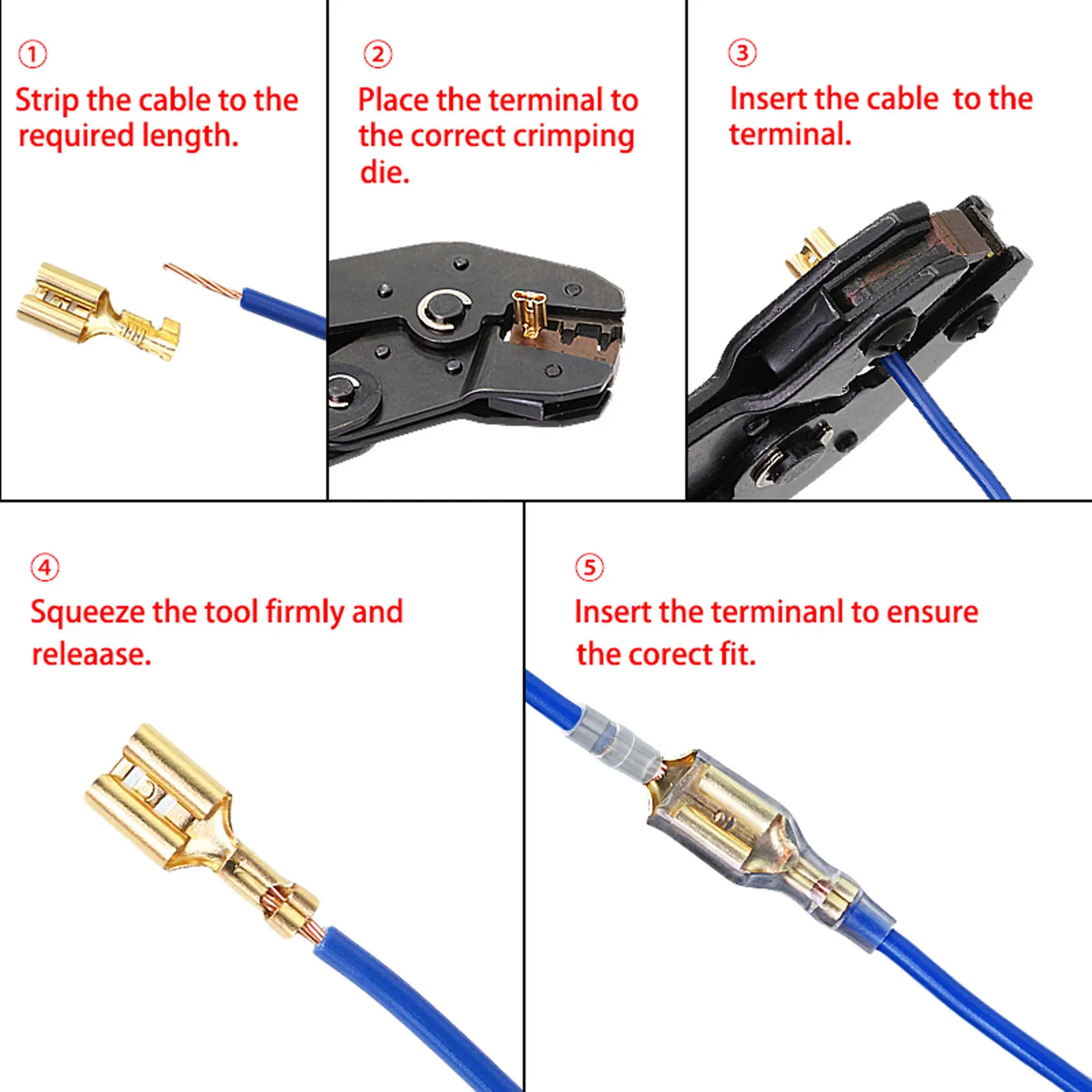 Spade Terminal Kit | Insulated Crimp Connectors | 2.8/4.8/6.3mm Assorted Sizes - Thumbnail 6