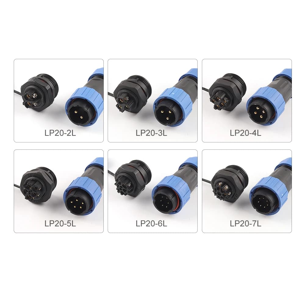SP20/LP20 Series IP68 Waterproof Aviation Connector | Screw-Lock Nut | Heavy-Duty Outdoor Cable Plug - Thumbnail 4