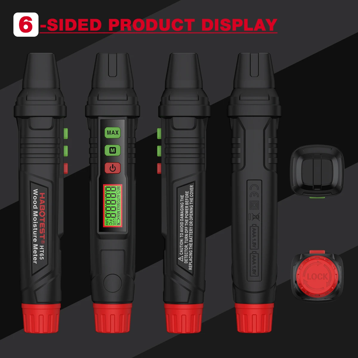 Wood Moisture Meter | HT65 Digital Hygrometer | 0-58% Range | Portable Timber Damp Detector - Thumbnail 4