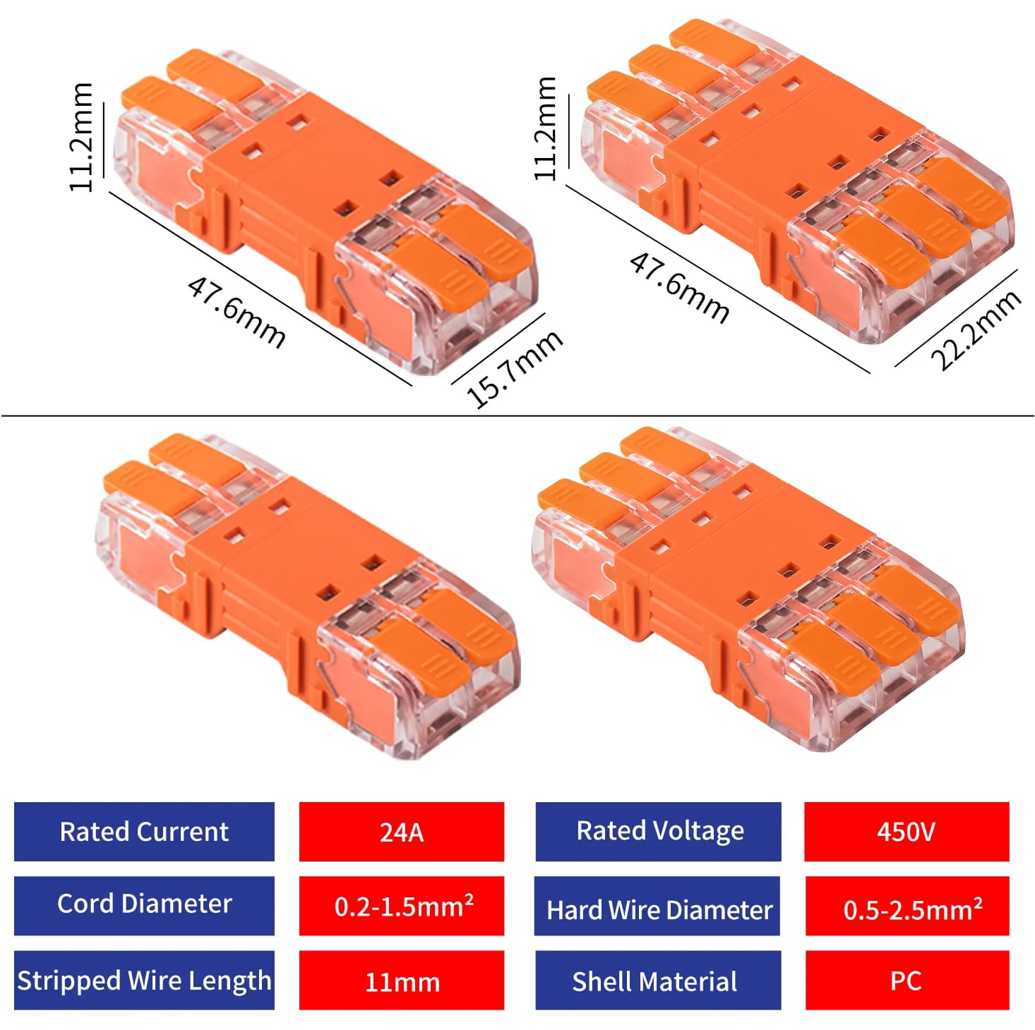 Quick-Lever Wire Connectors | 2-Pack CMK 64 | 450V Compact Splicing Blocks for Secure Terminals - Thumbnail 4