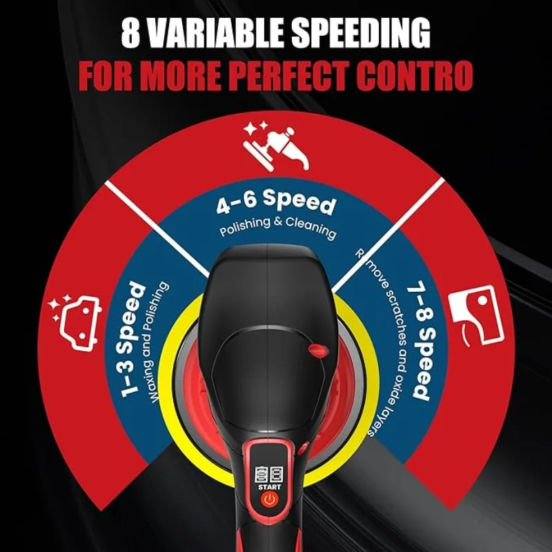 Cordless Car Polisher | 8-Speed Milwaukee Electric | Auto Waxing & Sanding Machine - Thumbnail 5