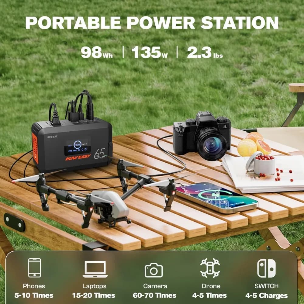 Power Station | 135W Solar-Ready Generator | 98Wh Battery for Camping & Emergency Backup - Thumbnail 2