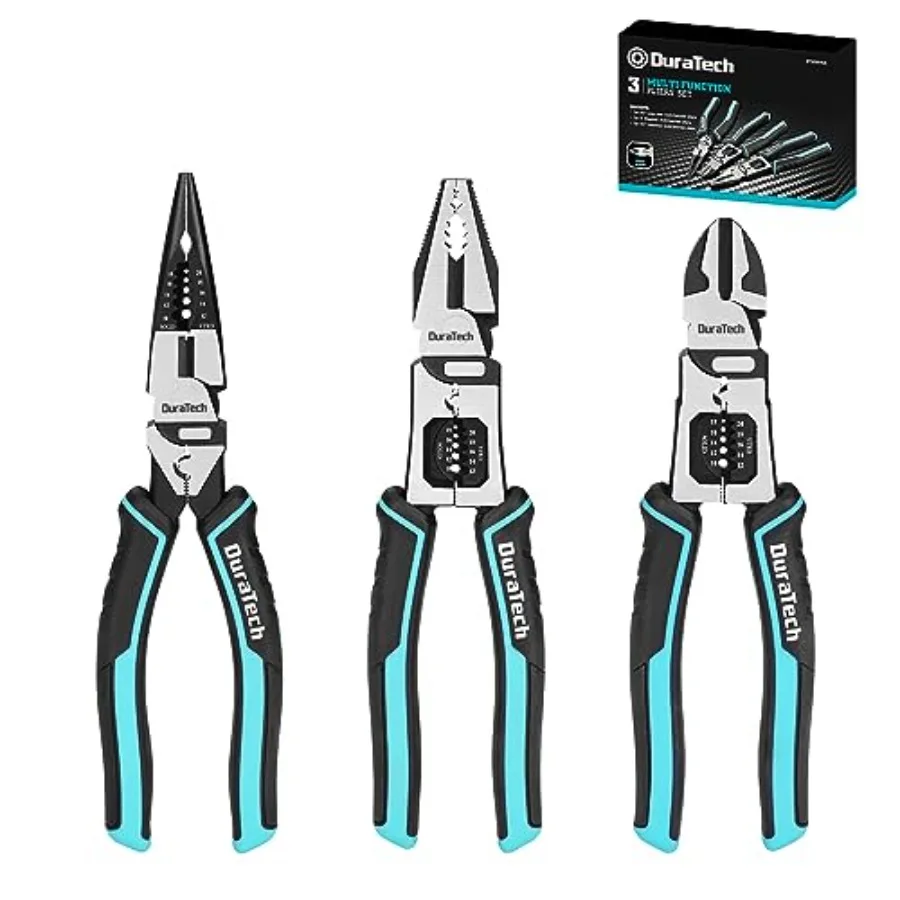 6-in-1 Wire Stripper & Crimper Tool | 8.5 Long Nose Pliers Set for Electrical Repair - Thumbnail 2