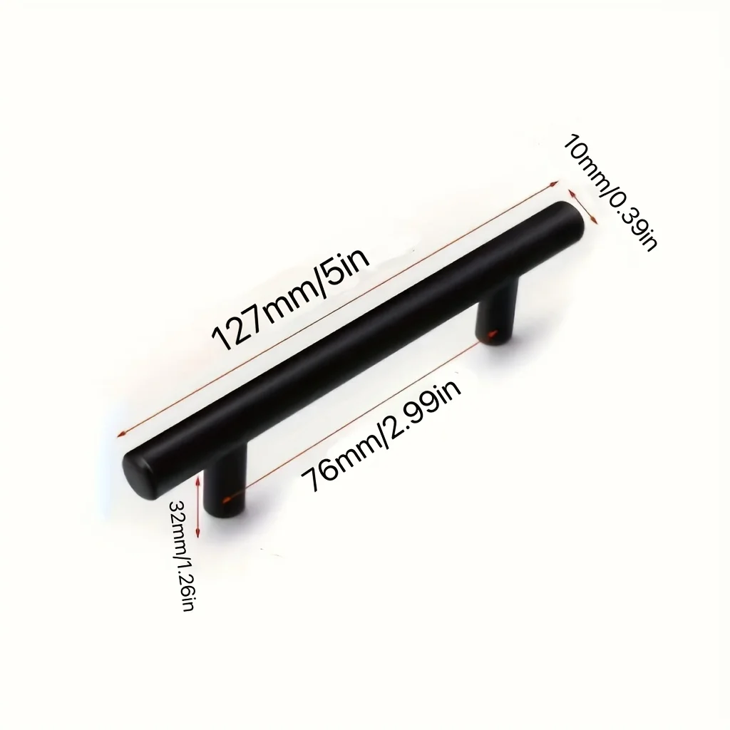 4-Piece Black Stainless Steel T-Handles | Modern Simple Design | Cabinet Drawer Pulls for Furniture - Thumbnail 2