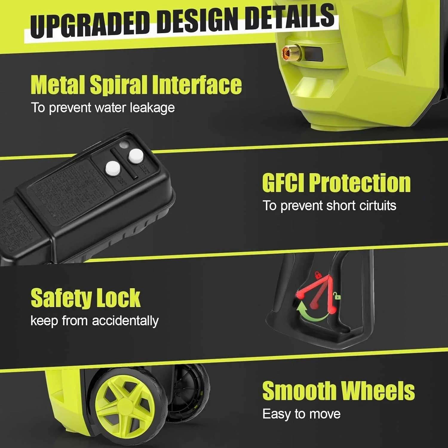 2000W Electric Pressure Washer 4800PSI | 4.0 GPM with GFCI Plug & 20FT Hose | Green Cleaning Machine - Thumbnail 4