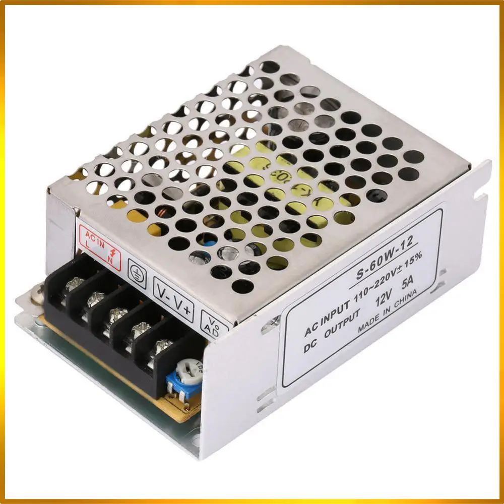 60W 12V 5A Power Adapter | Universal AC to DC Converter for LED Strips & Electronics - Thumbnail 2