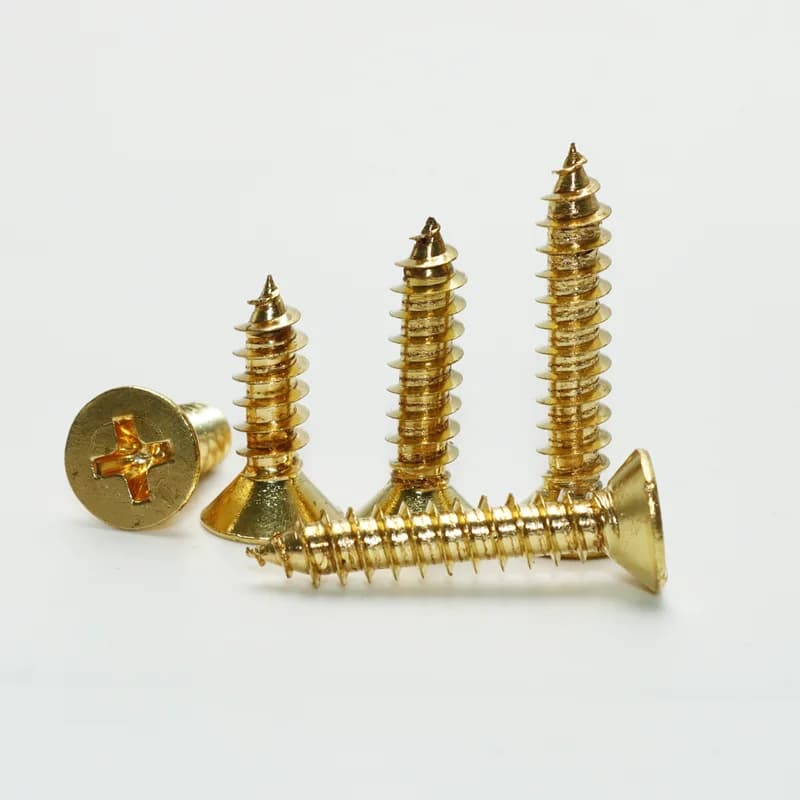Brass Wood Screws | M2 M3 M4 M5 Self-Tapping | Cross Recessed Countersunk Flat Head - Thumbnail 3