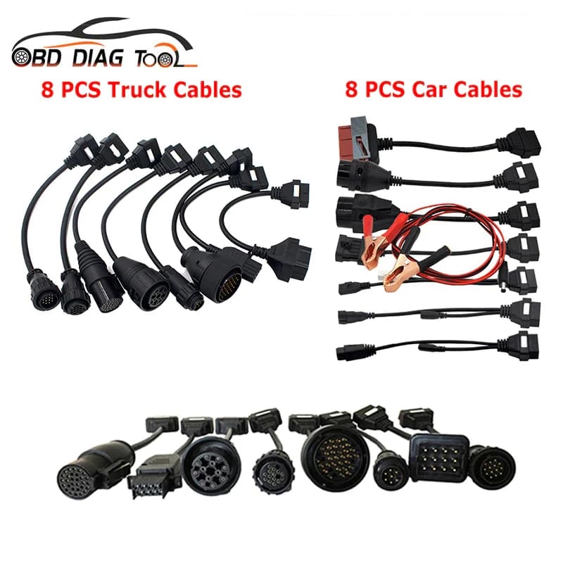 OBD2 Cable Set | 8-Piece Connector Kit for Truck & Car Diagnostic Readers - Thumbnail 3