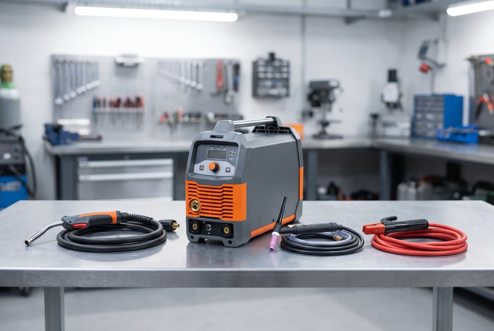 Multi-process 3 in 1 welder with MIG torch, TIG torch and stick electrode holder