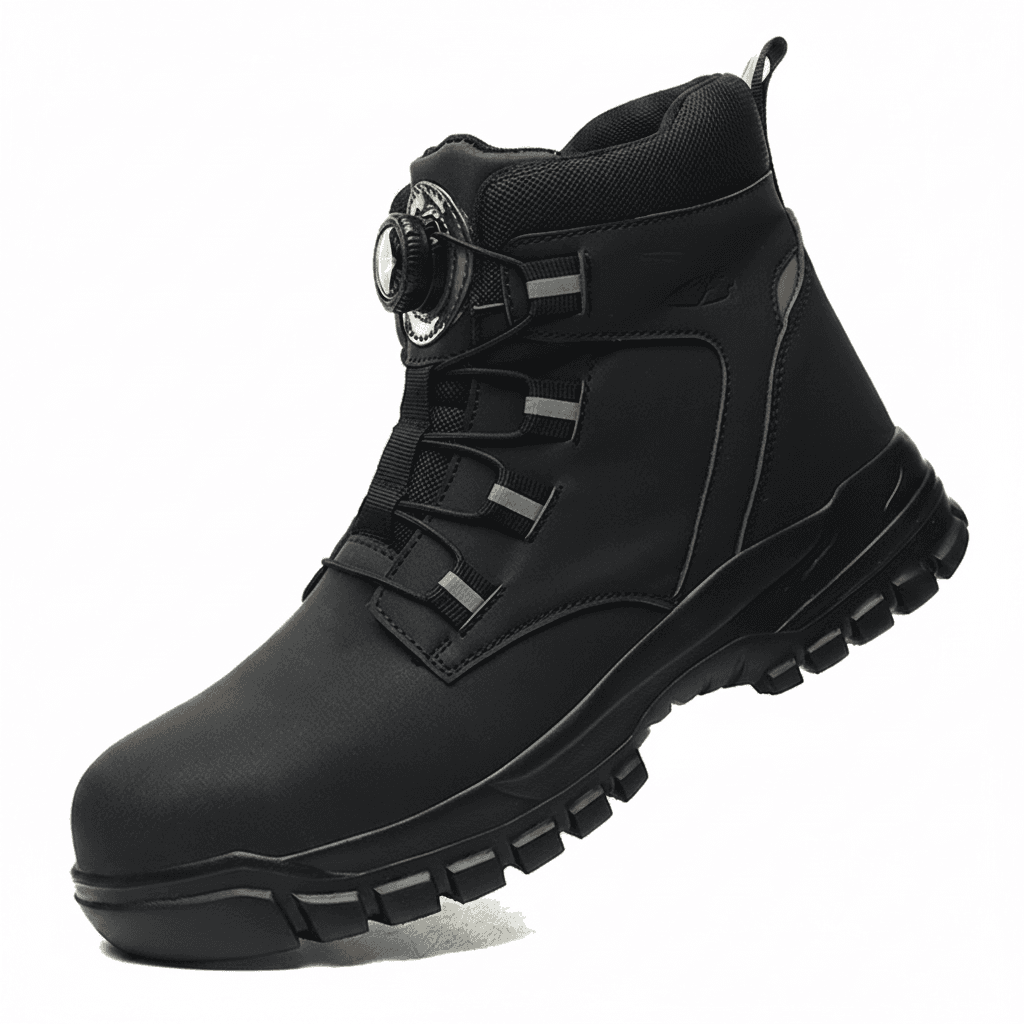 Steel Toe Cap Boots, a pair of work boots.