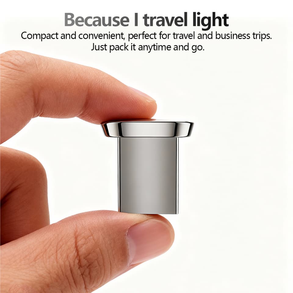 Compact silver metal usb c flash drive with a keyring loop, shown unplugged and ready for data storage.