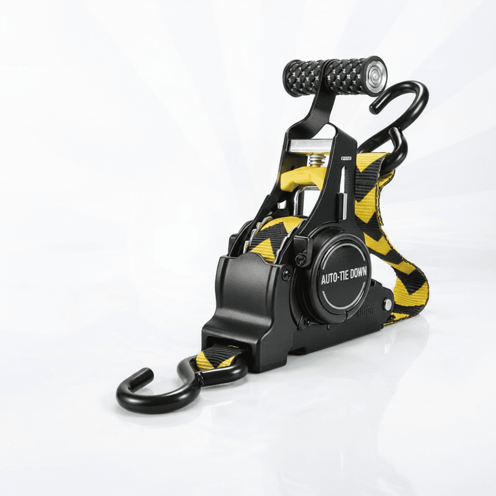Automatic Retractable Ratchet Tie Down Straps, full product view.