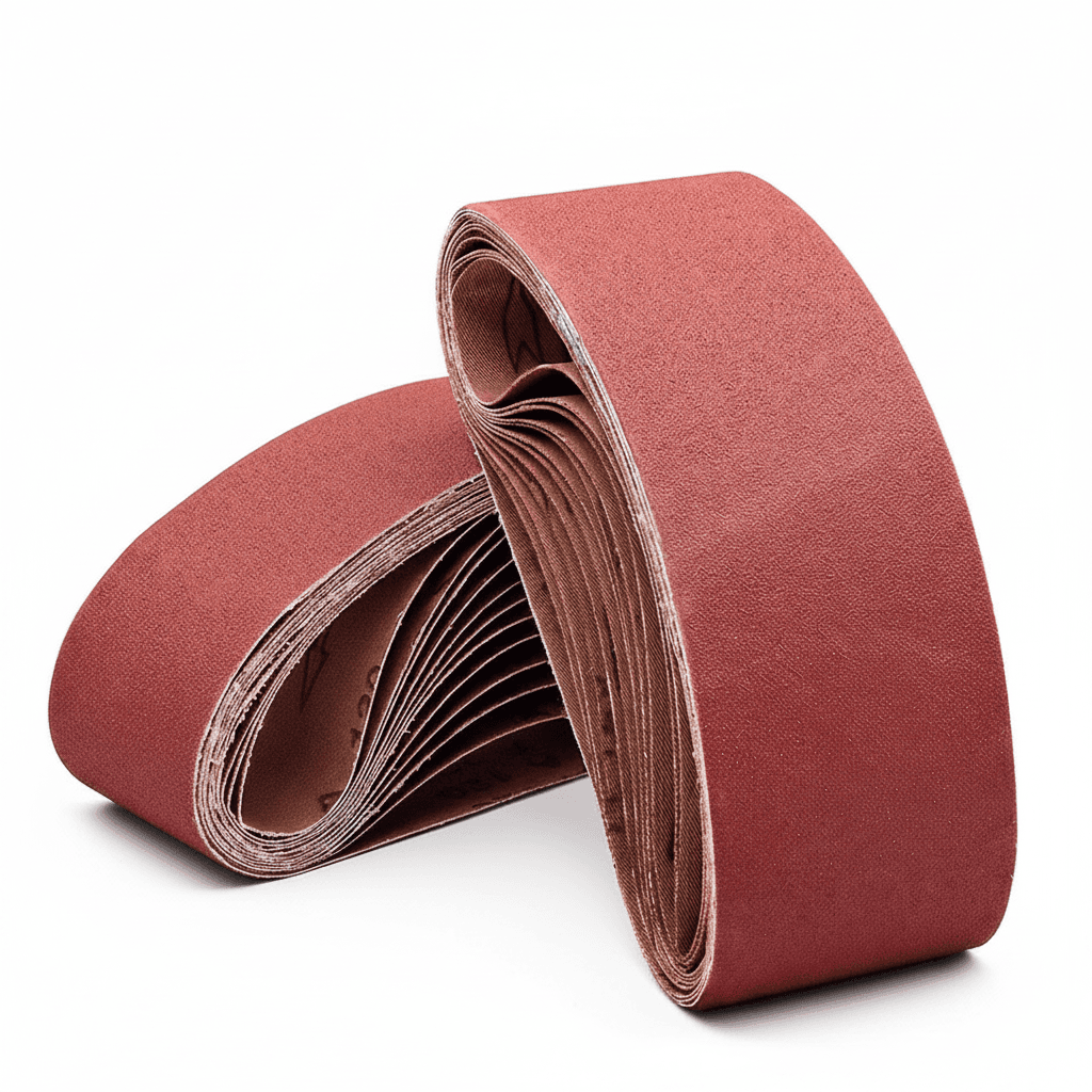 A 10-piece set of 75x533mm sanding belts in various grits, ideal for a belt sander.