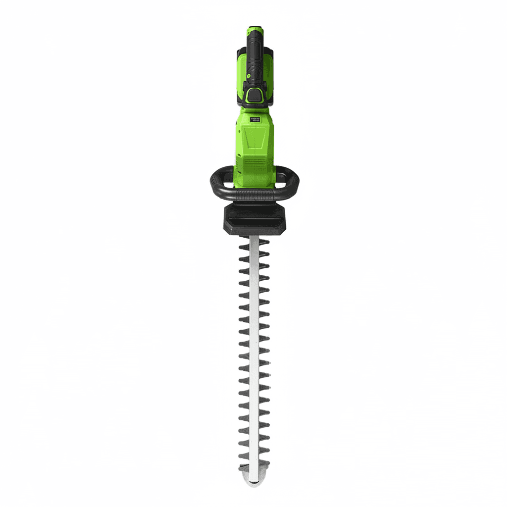 Brushless hedge trimmer, a powerful gardening tool.