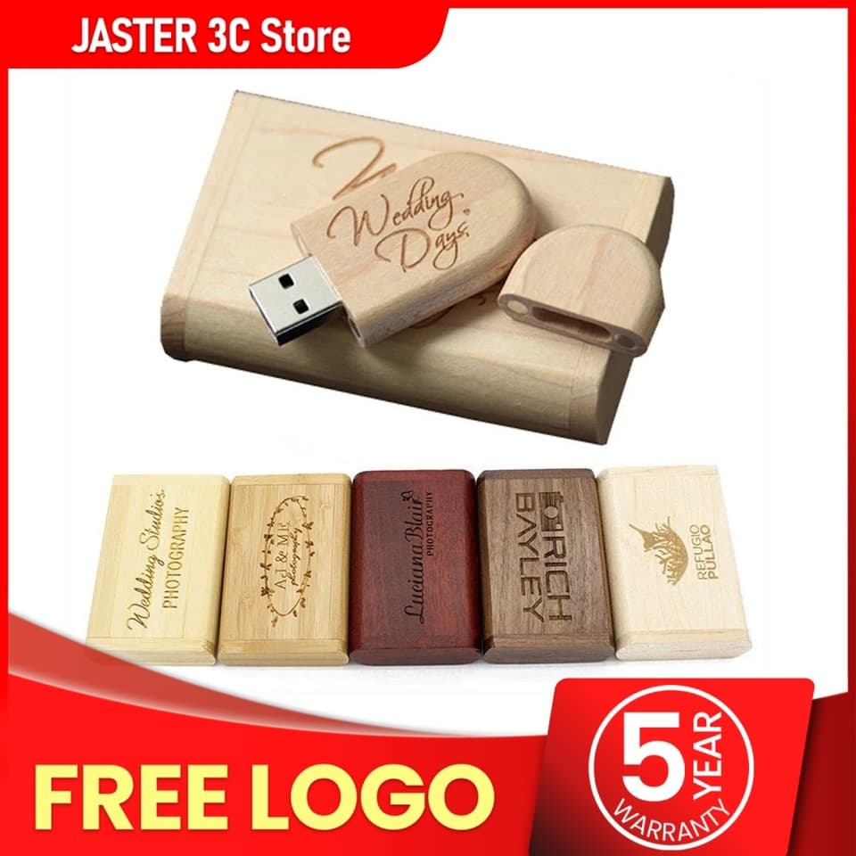 Flash Drive | 64GB Wooden Bamboo Memory Stick | Custom Logo Wedding Gift