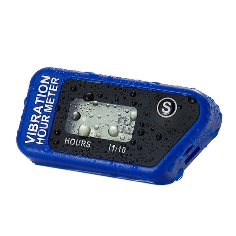 A waterproof, resettable LCD wireless vibration sensor hour meter for chainsaws, dirt bikes, and lawn mowers.