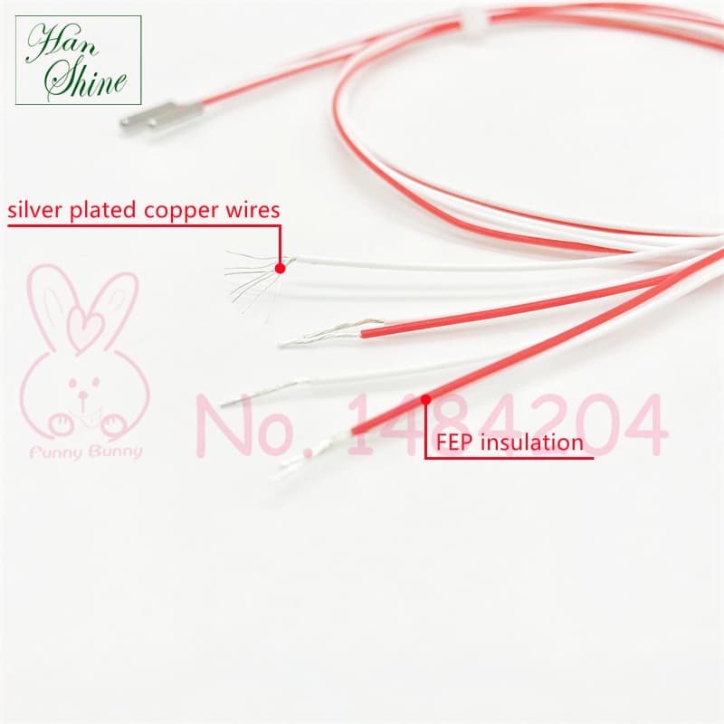 A waterproof PT100 sensor, 2mm stainless steel mini probe, 3-wire sub-mini RTD for high temperatures up to 200°C.