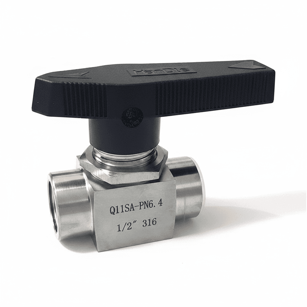 SS304 Stainless Steel Ball Valve, a single unit with its handle.