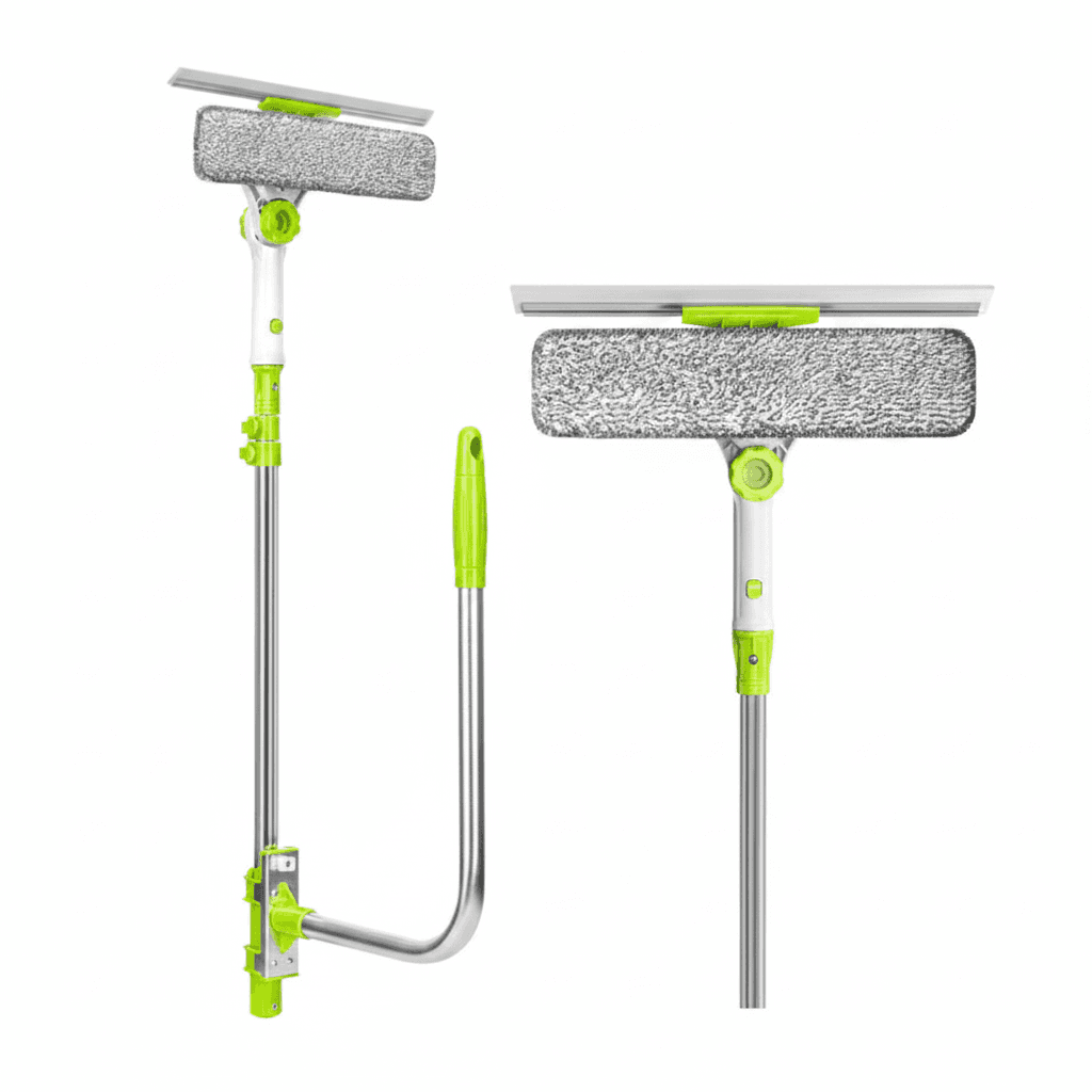 Telescopic Pole for Window Cleaning, extended and ready for use.